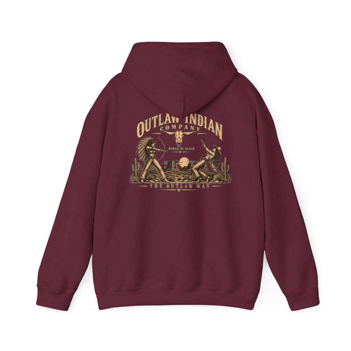 Outlaw Indian Co. Vintage Western Hoodie — Desert Cowboy Graphic Pullover