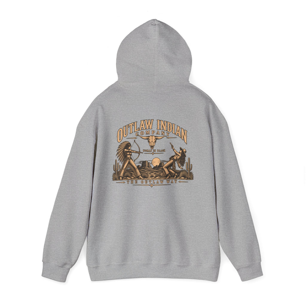 Outlaw Indian Co. Vintage Western Hoodie — Desert Cowboy Graphic Pullover