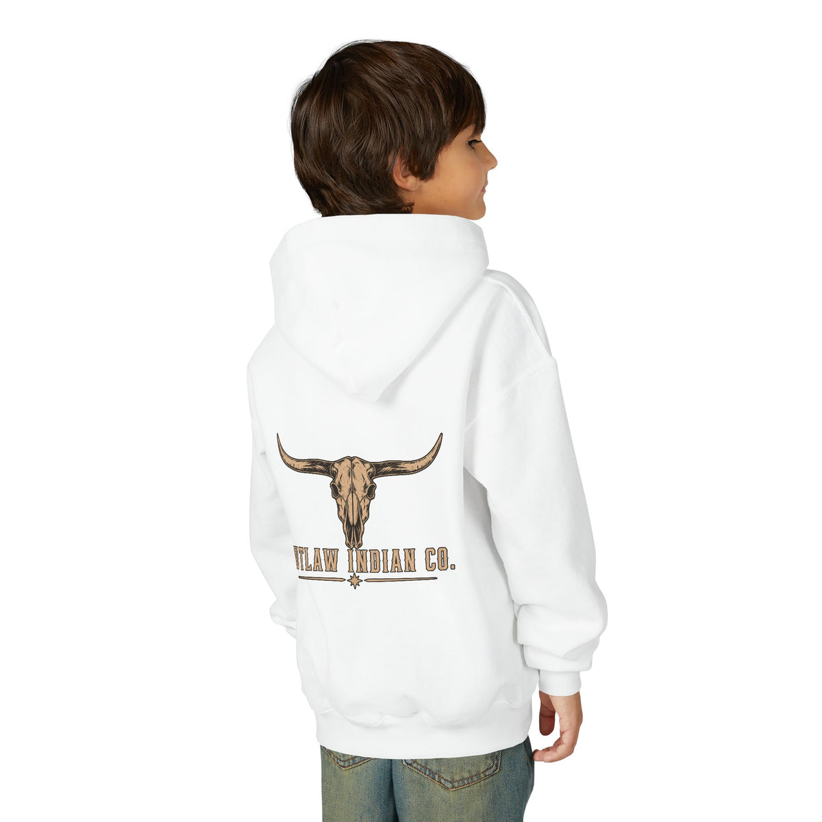 Youth Hoodie — Outlaw Indian Co. Longhorn Skull Western Pullover