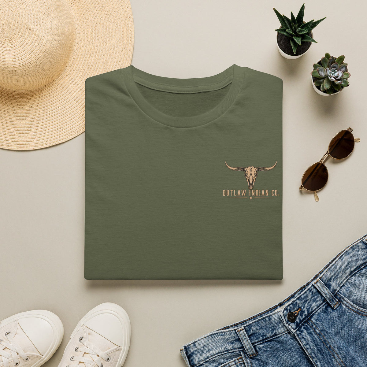 Longhorn Logo T-Shirt — Outlaw Indian Co. Western Graphic Tee