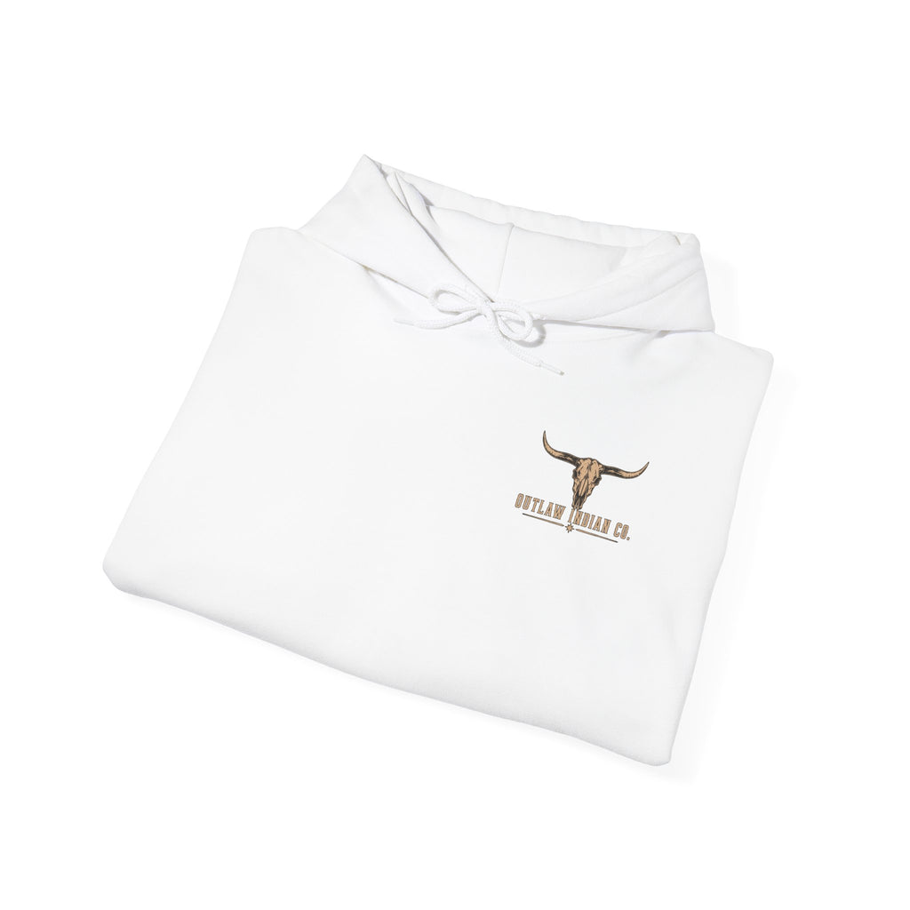 Outlaw Indian Co. Longhorn Hoodie — Western Skull Graphic Sweatshirt