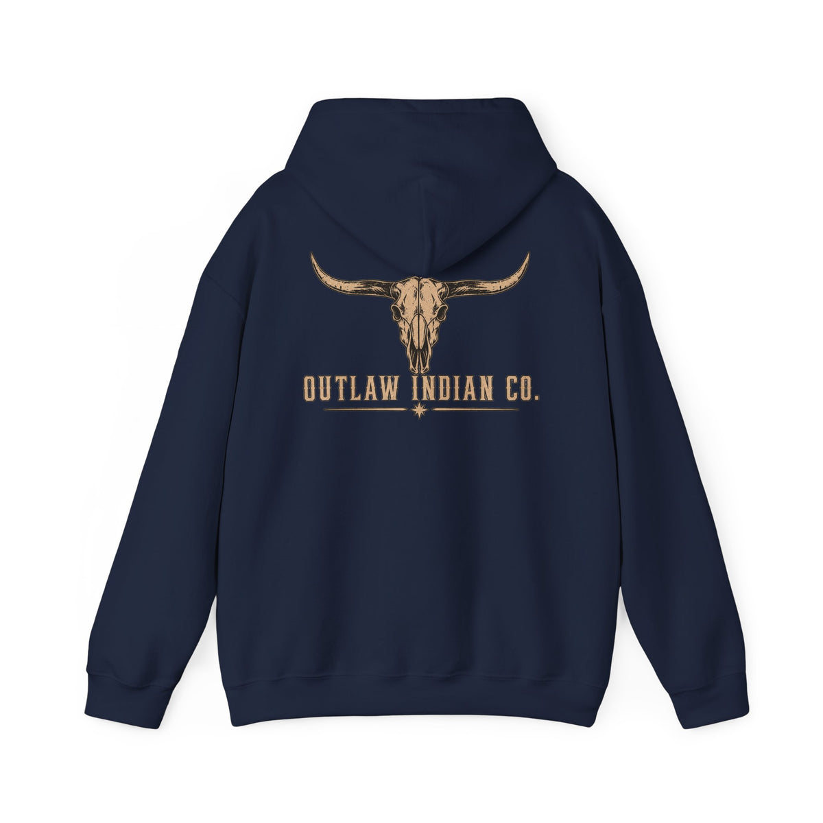 Outlaw Indian Co. Longhorn Hoodie — Western Skull Graphic Sweatshirt