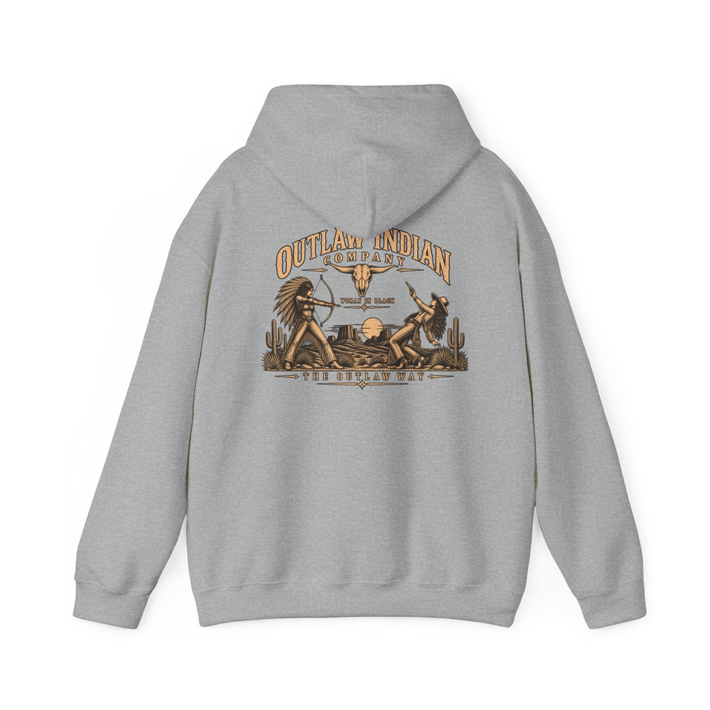 Outlaw Indian Co. Vintage Western Hoodie — Desert Cowboy Graphic Pullover
