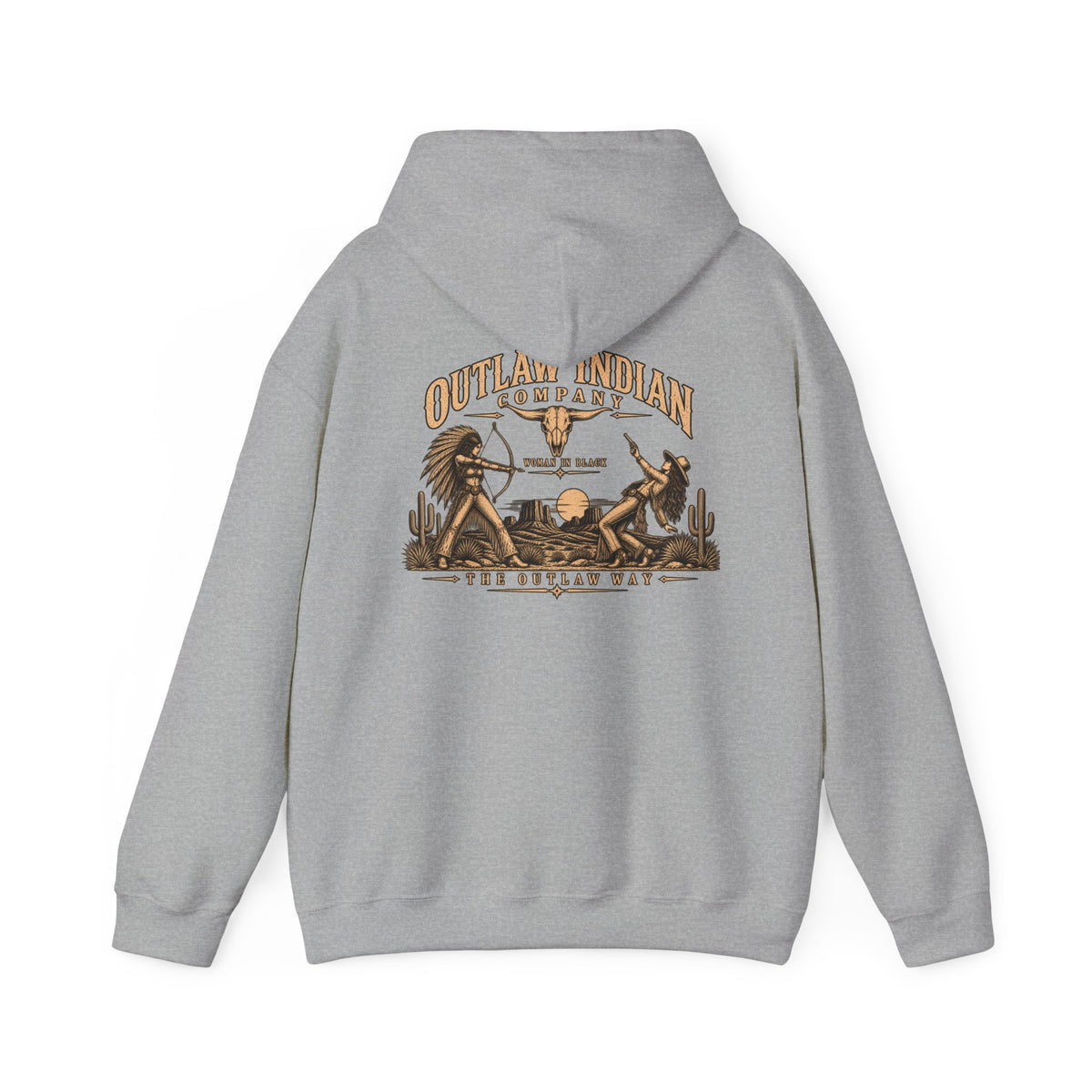 Outlaw Indian Co. Vintage Western Hoodie — Desert Cowboy Graphic Pullover