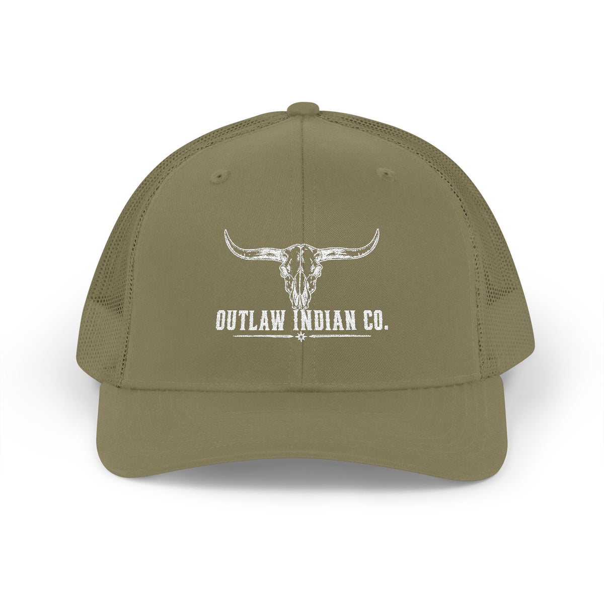 Outlaw Indian Co. Skull Trucker Cap — Distressed Western Snapback Hat