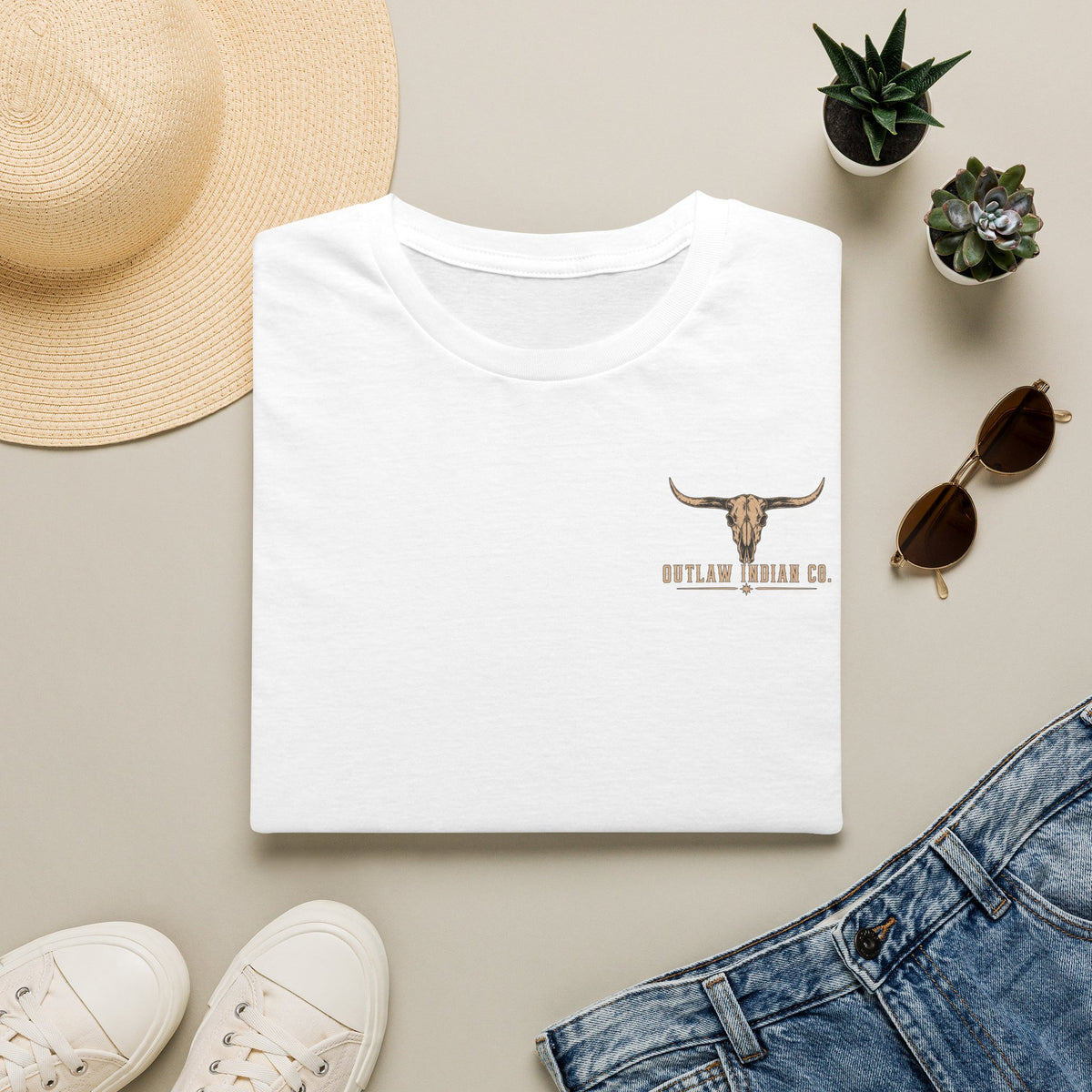 Longhorn Logo T-Shirt — Outlaw Indian Co. Western Graphic Tee