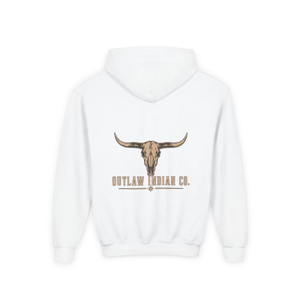 Youth Hoodie — Outlaw Indian Co. Longhorn Skull Western Pullover