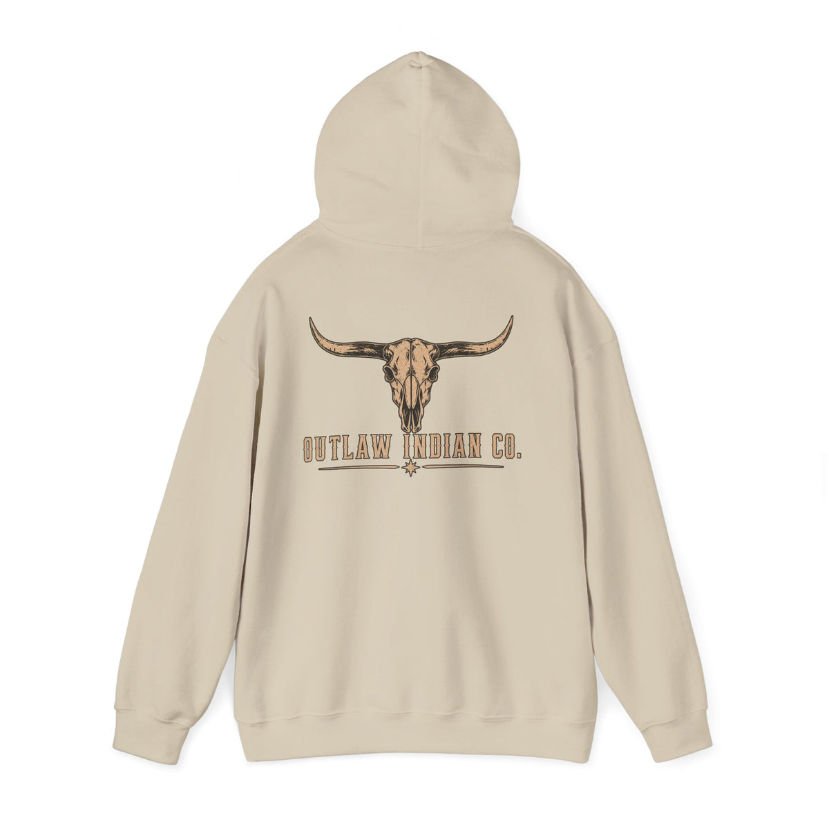 Outlaw Indian Co. Longhorn Hoodie — Western Skull Graphic Sweatshirt