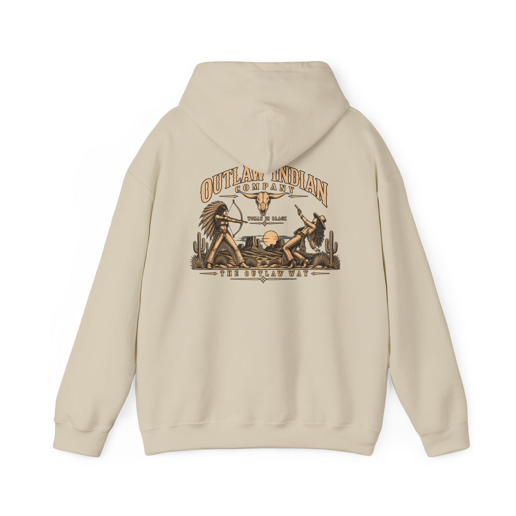 Outlaw Indian Co. Vintage Western Hoodie — Desert Cowboy Graphic Pullover