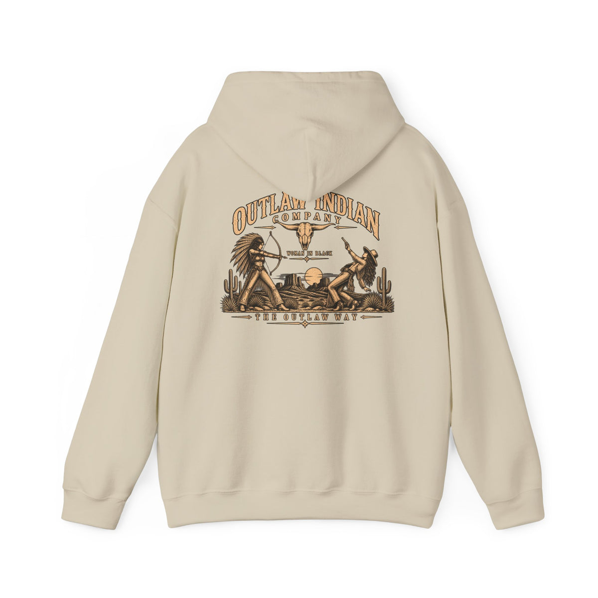 Outlaw Indian Co. Vintage Western Hoodie — Desert Cowboy Graphic Pullover