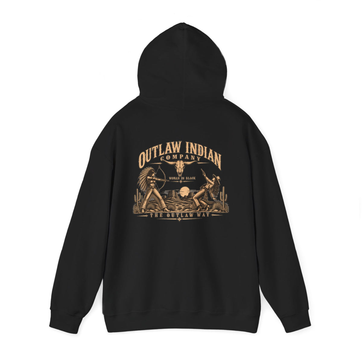 Outlaw Indian Co. Vintage Western Hoodie — Desert Cowboy Graphic Pullover