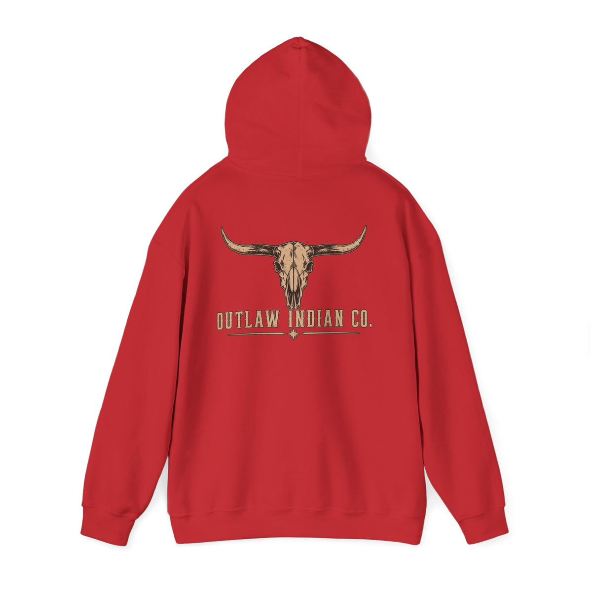 Outlaw Indian Co. Longhorn Hoodie — Western Skull Graphic Sweatshirt