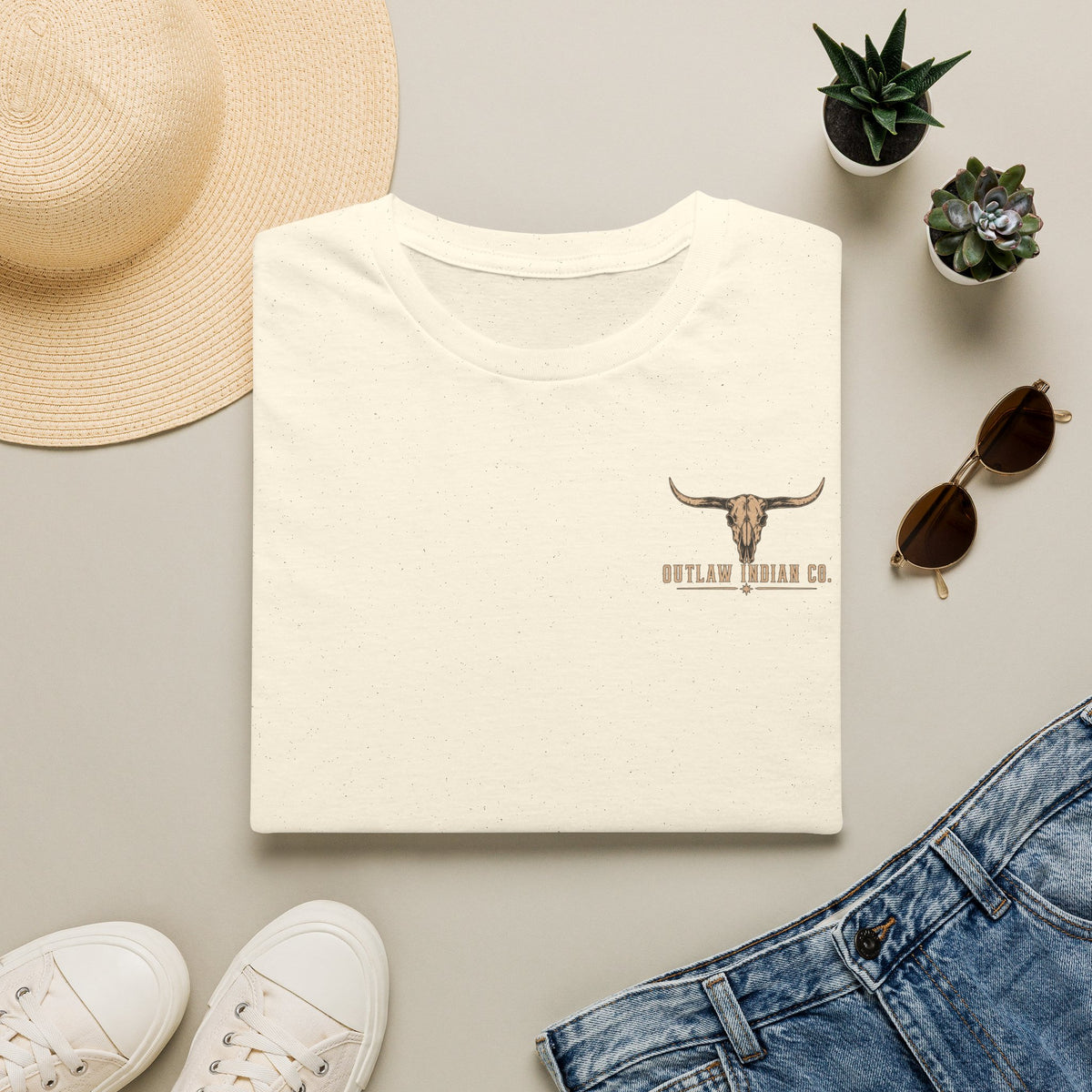 Longhorn Logo T-Shirt — Outlaw Indian Co. Western Graphic Tee