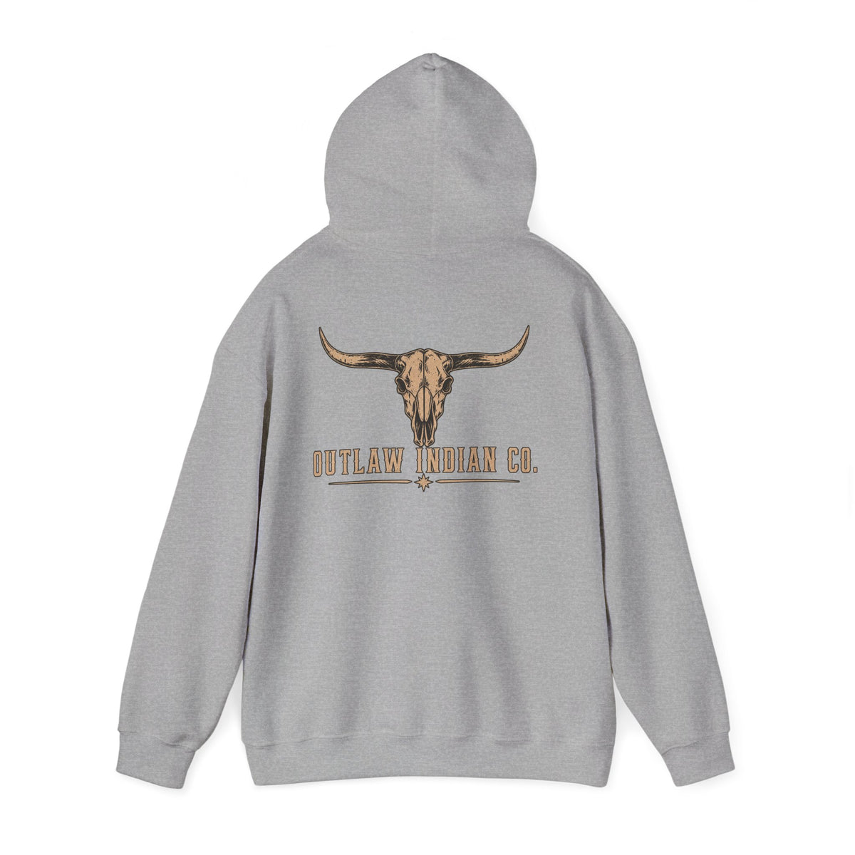 Outlaw Indian Co. Longhorn Hoodie — Western Skull Graphic Sweatshirt
