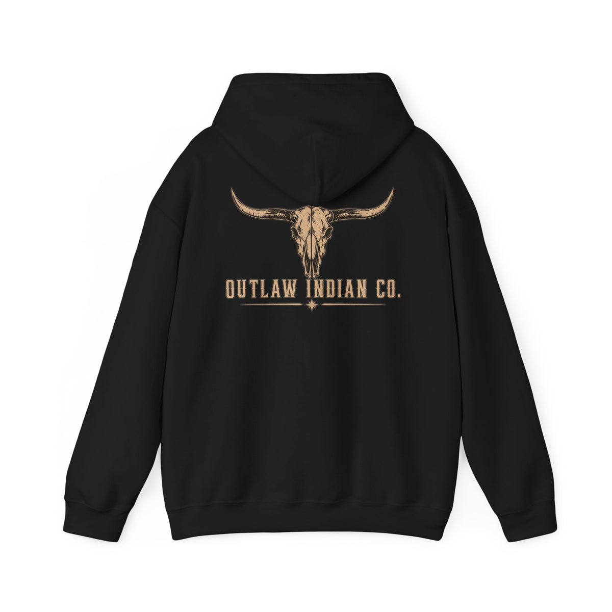 Outlaw Indian Co. Longhorn Hoodie — Western Skull Graphic Sweatshirt