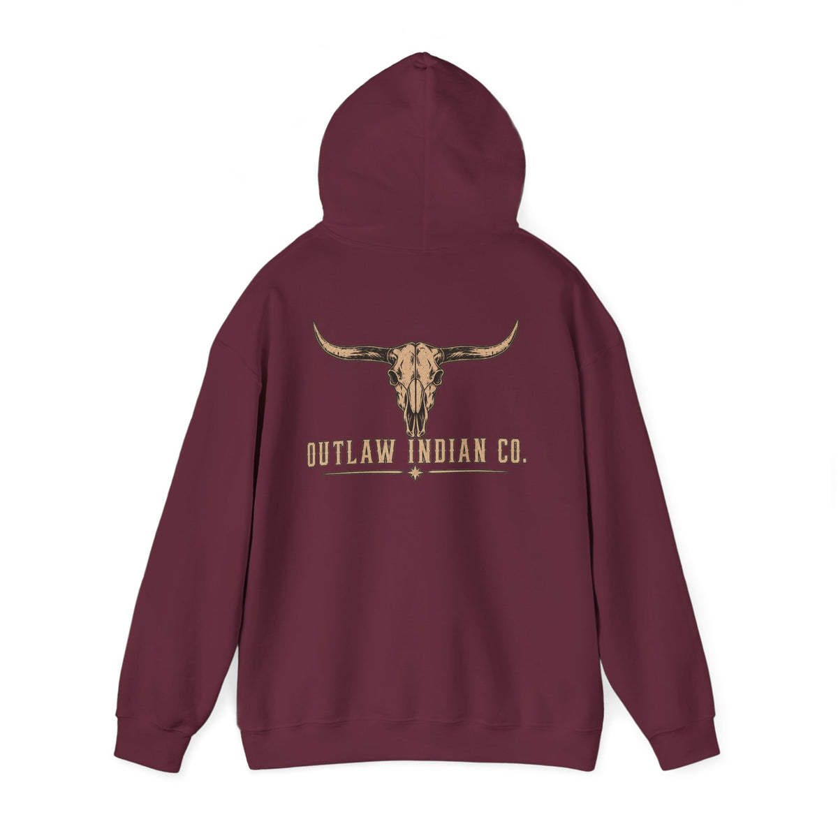 Outlaw Indian Co. Longhorn Hoodie — Western Skull Graphic Sweatshirt