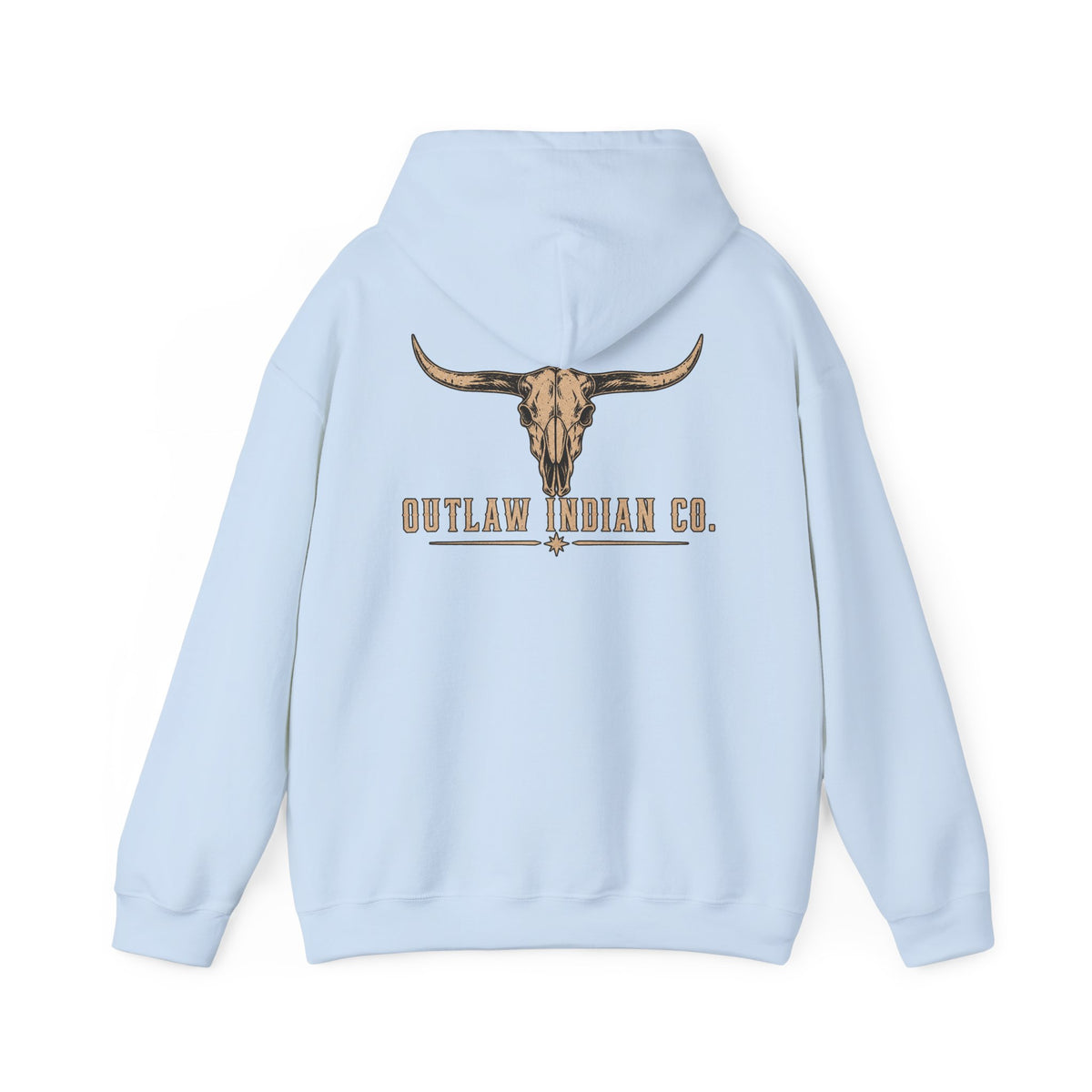 Outlaw Indian Co. Longhorn Hoodie — Western Skull Graphic Sweatshirt