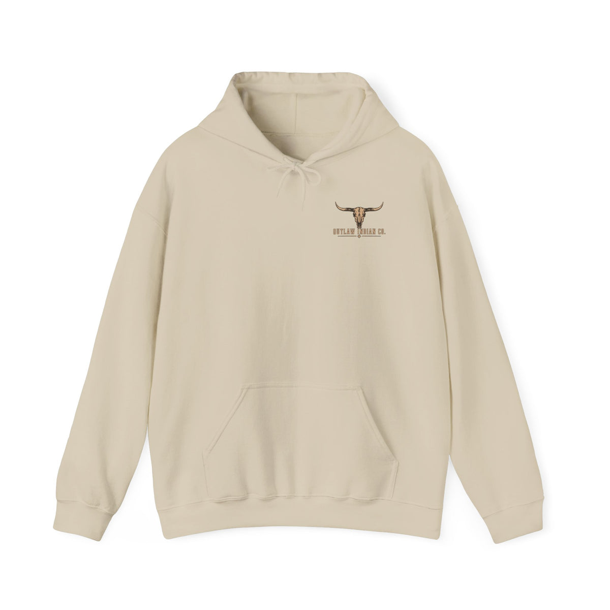 Outlaw Indian Co. Longhorn Hoodie — Western Skull Graphic Sweatshirt