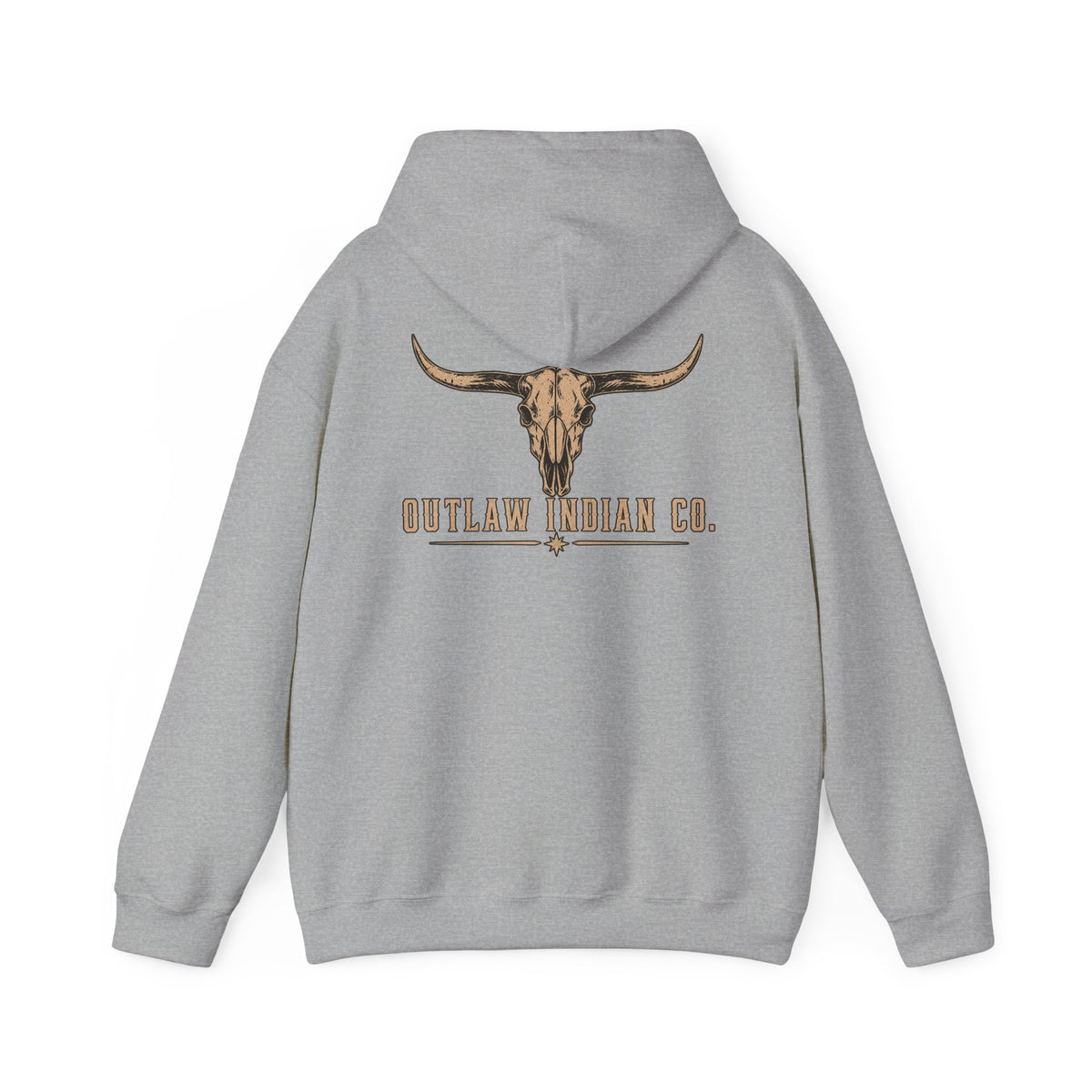 Outlaw Indian Co. Longhorn Hoodie — Western Skull Graphic Sweatshirt