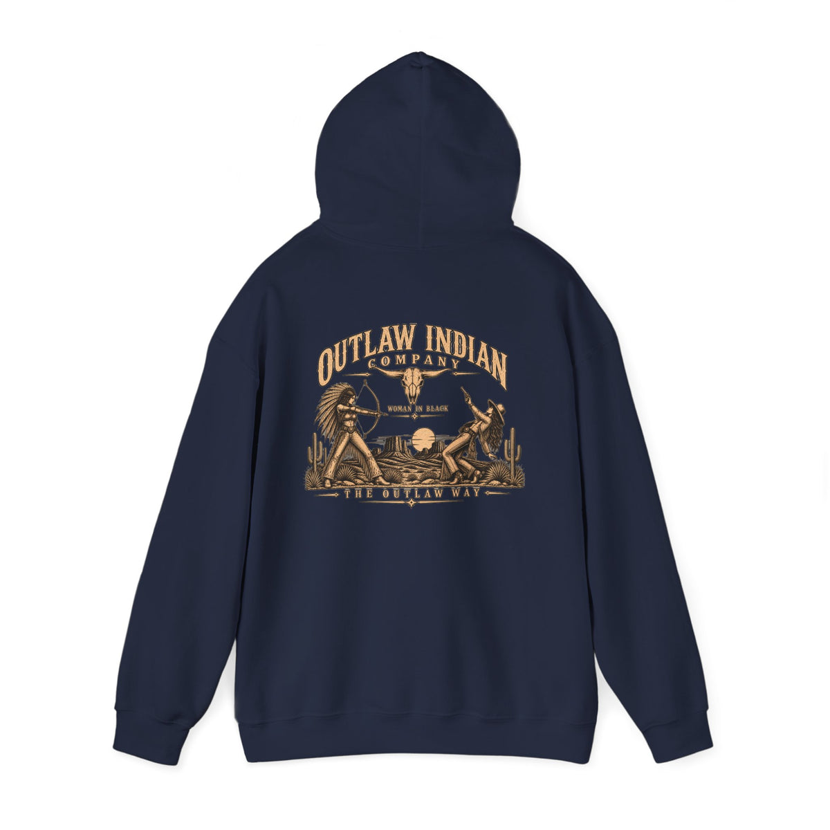 Outlaw Indian Co. Vintage Western Hoodie — Desert Cowboy Graphic Pullover