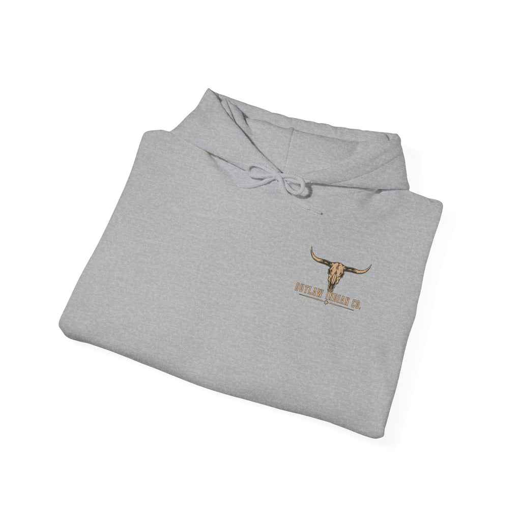 Outlaw Indian Co. Longhorn Hoodie — Western Skull Graphic Sweatshirt