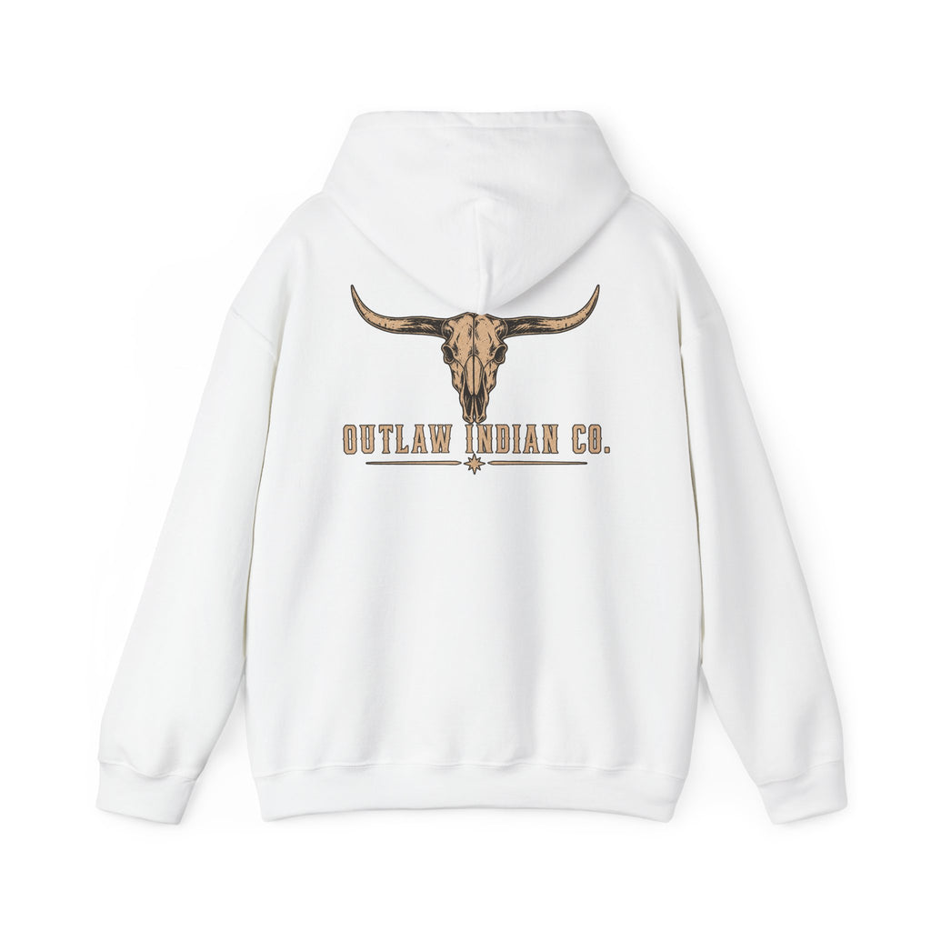 Outlaw Indian Co. Longhorn Hoodie — Western Skull Graphic Sweatshirt