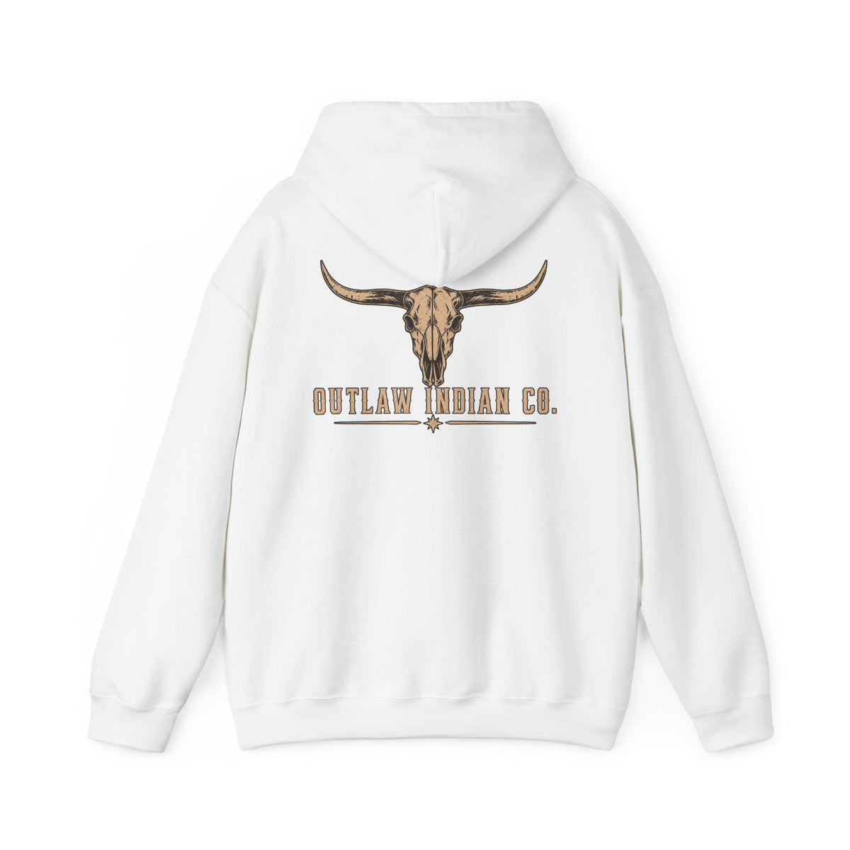 Outlaw Indian Co. Longhorn Hoodie — Western Skull Graphic Sweatshirt