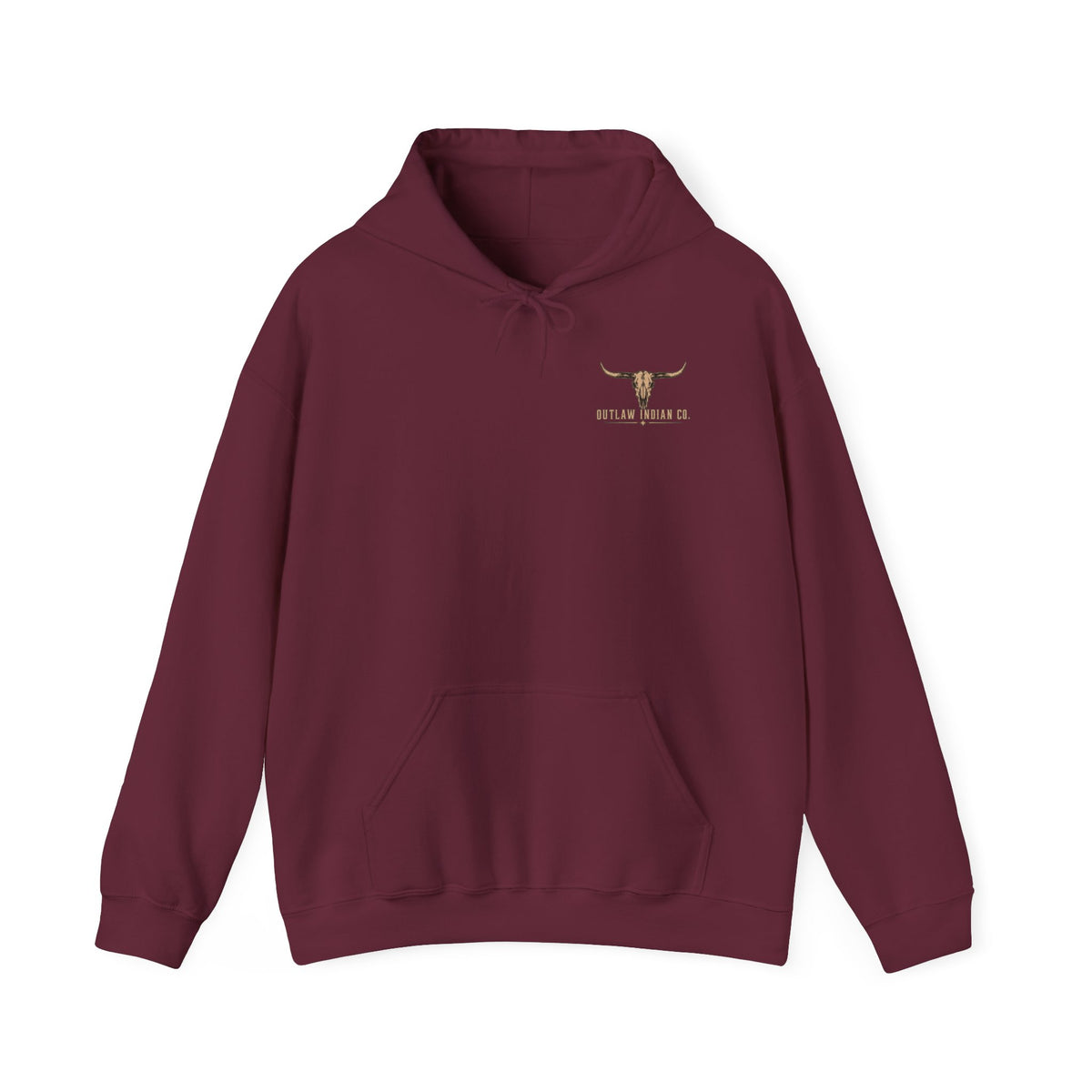 Outlaw Indian Co. Longhorn Hoodie — Western Skull Graphic Sweatshirt