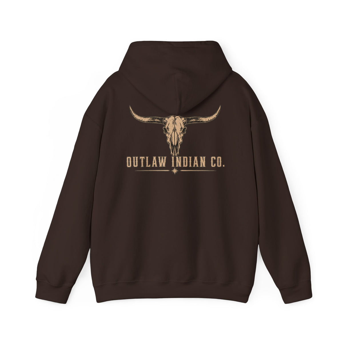 Outlaw Indian Co. Longhorn Hoodie — Western Skull Graphic Sweatshirt