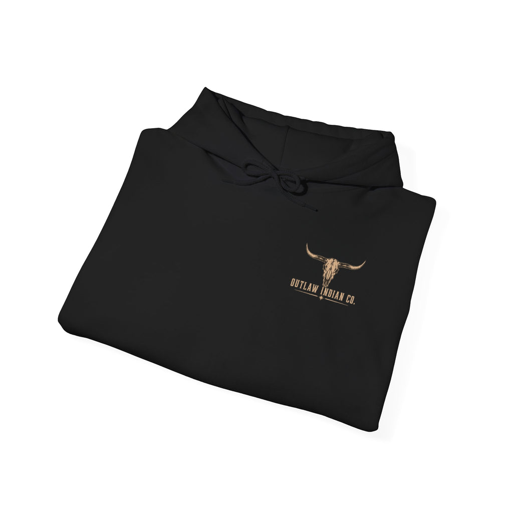 Outlaw Indian Co. Longhorn Hoodie — Western Skull Graphic Sweatshirt